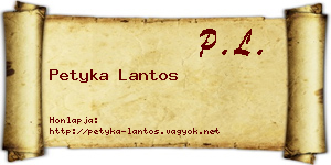 Petyka Lantos névjegykártya